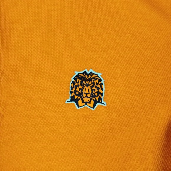 Maceoo Trim Cotton Orange Polo Shirt Mens L 4 Large Embroidered Lion Casual - Picture 3 of 9